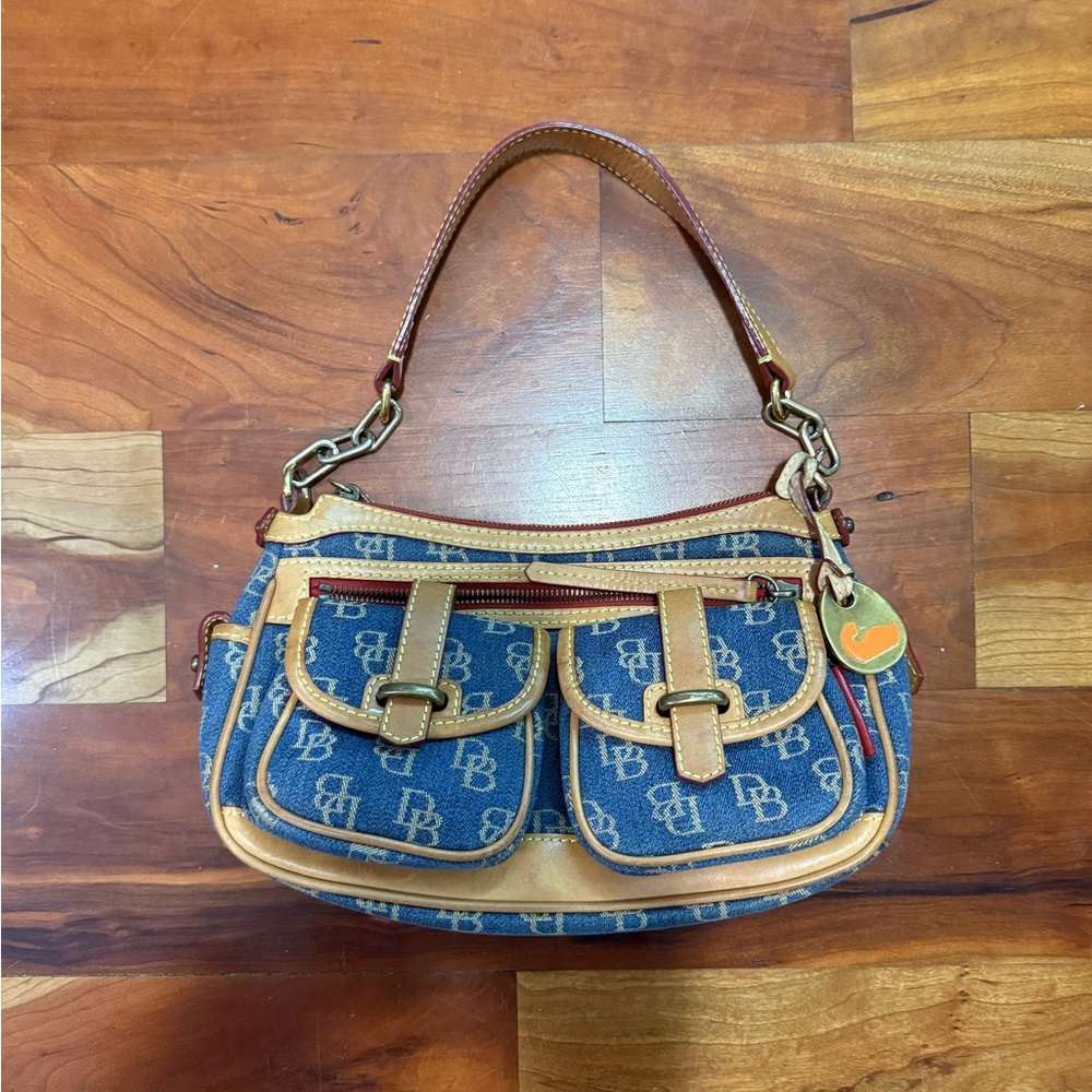 Dooney & Bourke Blue and Tan Shoulder Bag